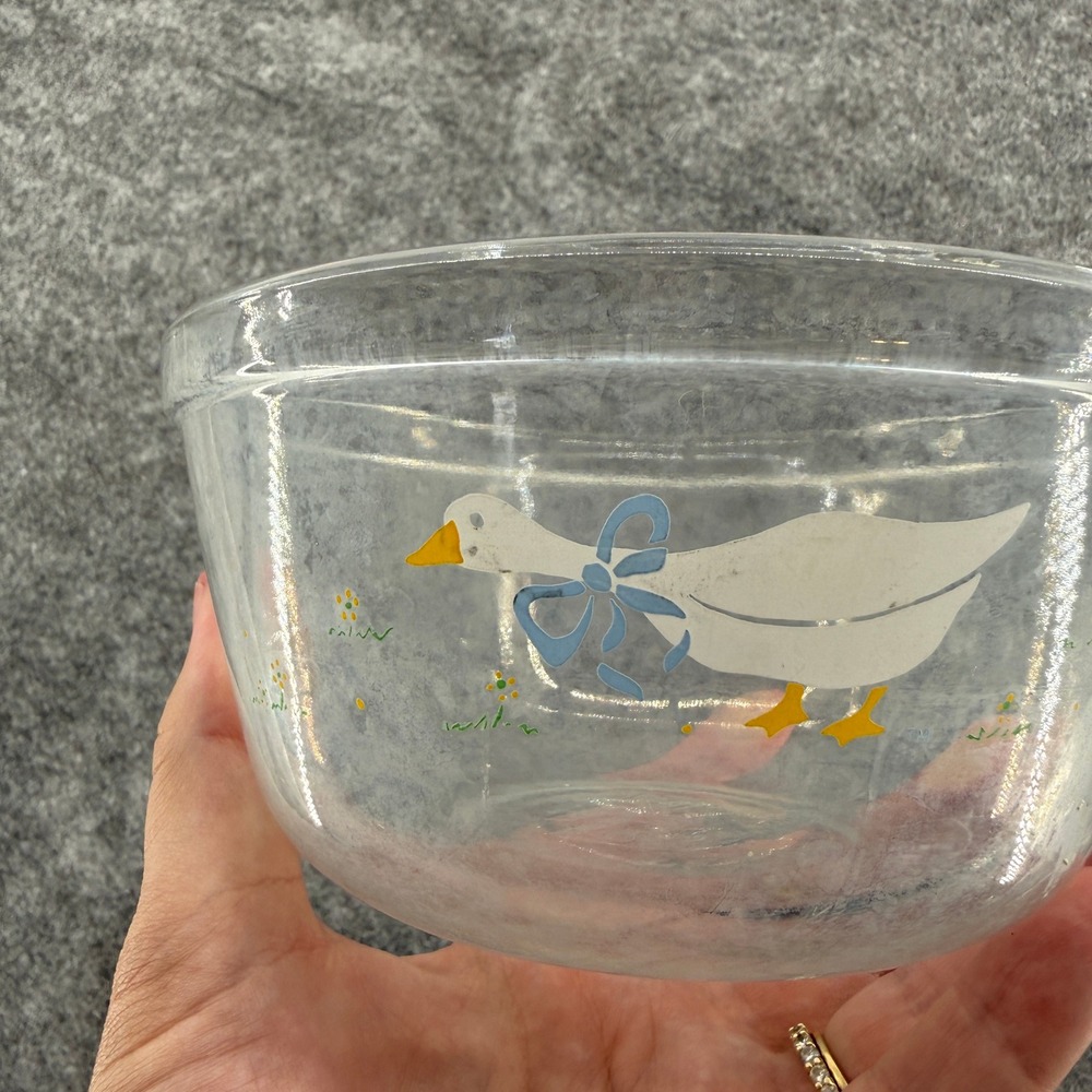Anchor Hocking Mixing Bowl Unisex 1Qt Clear Country Goose Vintage Glass